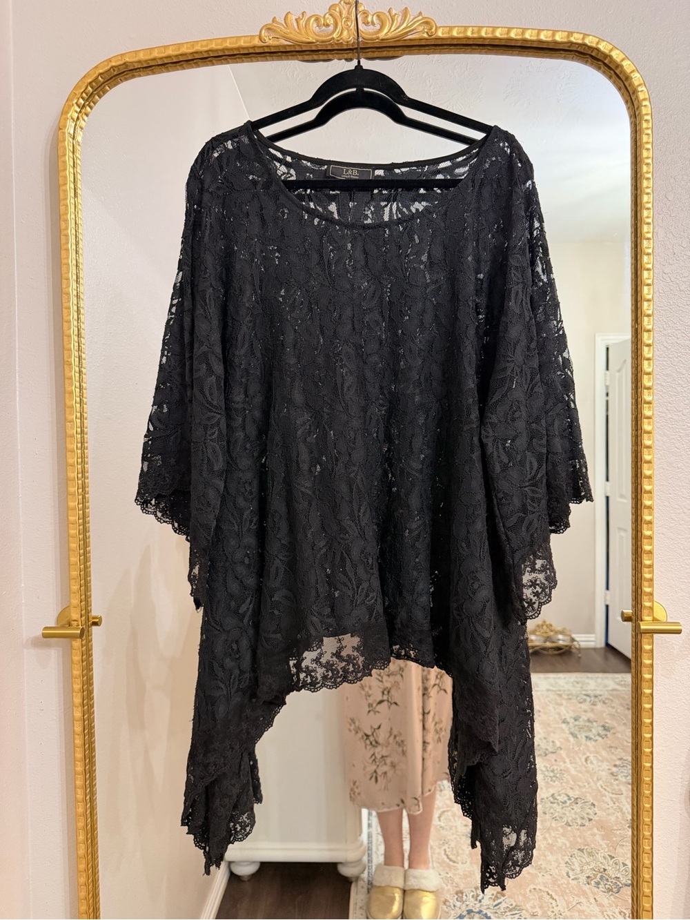 L&B Black Lace Overlay Top